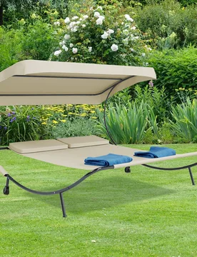 Doppelliege Gartenliege "Bindox" Creme - VCM - FashionsVida