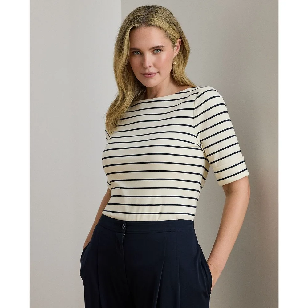 Camiseta de mujer talla grande de algodón elástico - Lauren Ralph Lauren Woman - FashionsVida