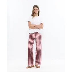 Pantalón recto de mujer de rayas