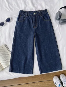 Shorts bermuda de mezclilla casuales de corte holgado para niñas preadolescentes, algodón suave, moda, versátil, relajado, minimalista, cintura el? - Shein - FashionsVida
