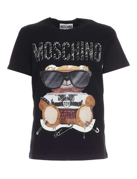 T-shirt nera con stampa logo Teddy