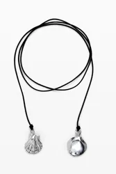 Pendentif multiposition plaqué argent avec cordon en cuir Zalio BLACK U female