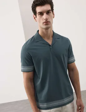 Pure Supima® Cotton Embroidered Polo Shirt Dark Petrol male - Autograph - FashionsVida