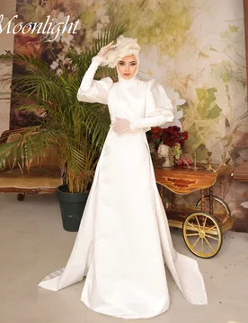 Classic Muslim A-Line Wedding Dresses 2026 Women Long Sleeves Pleat Detachable Train Bridal Gown Vestidos De Novia Customized - Aliexpress - FashionsVida