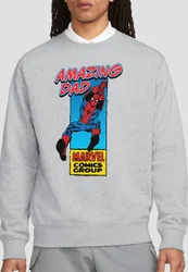 Unisex Comics Presents Corner Box Father'S Day Amazing Spider-Man Dad Sweatshirt, Heather Grey Size: Medium - Grey - Size: M