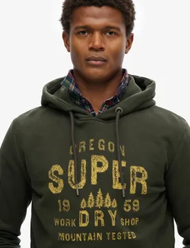 Superdry Herren Work Shop Kapuzenjacke Grün - Größe: L - 69.99 - FashionsVida