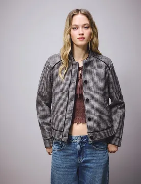 Chaqueta de mujer de pata de gallo - Green Coast - FashionsVida