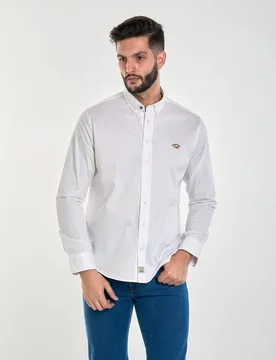 Camisa de hombre corte regular liso color blanco - Spagnolo - FashionsVida