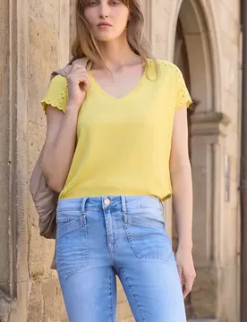 Street One Dropped Shoulder Shirt mit Deko-Tape female Gelb