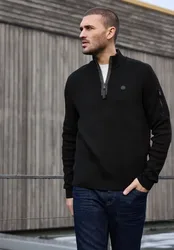 Street One Pullover mit Troyerkragen male Schwarz