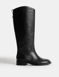 Leather Riding Knee High Boots Black female