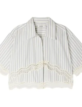 Camisa de mujer de corte ancho corta 100% algodón a rayas - sandro - FashionsVida