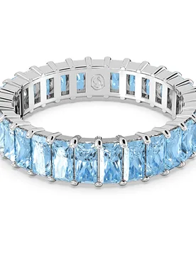 Anello Matrix, Taglio baguette, Blu, Placcato rodio 52 - Swarovski - FashionsVida