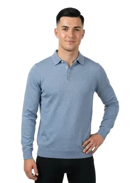 Polo à Manches Longues 26an281 Sky Blue Melange XL