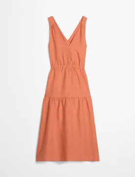 Vestido de lino regular con tirantes cruzados - MARC O'POLO - FashionsVida