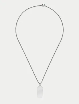 Stainless Tag Pendant Necklace Silver male - M&S - FashionsVida