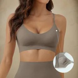 Sujetador liso y sin costuras para mujer, ropa interior casual