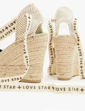 Alpargatas con cintas de mujer artesanales con brillos - star love - FashionsVida