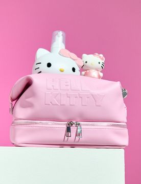 Pochette Cosmetica con Logo a Rilievo Hello Kitty - rosa