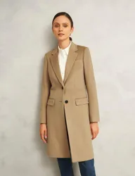 Pure Wool Single Breasted Tailored Coat Beige female