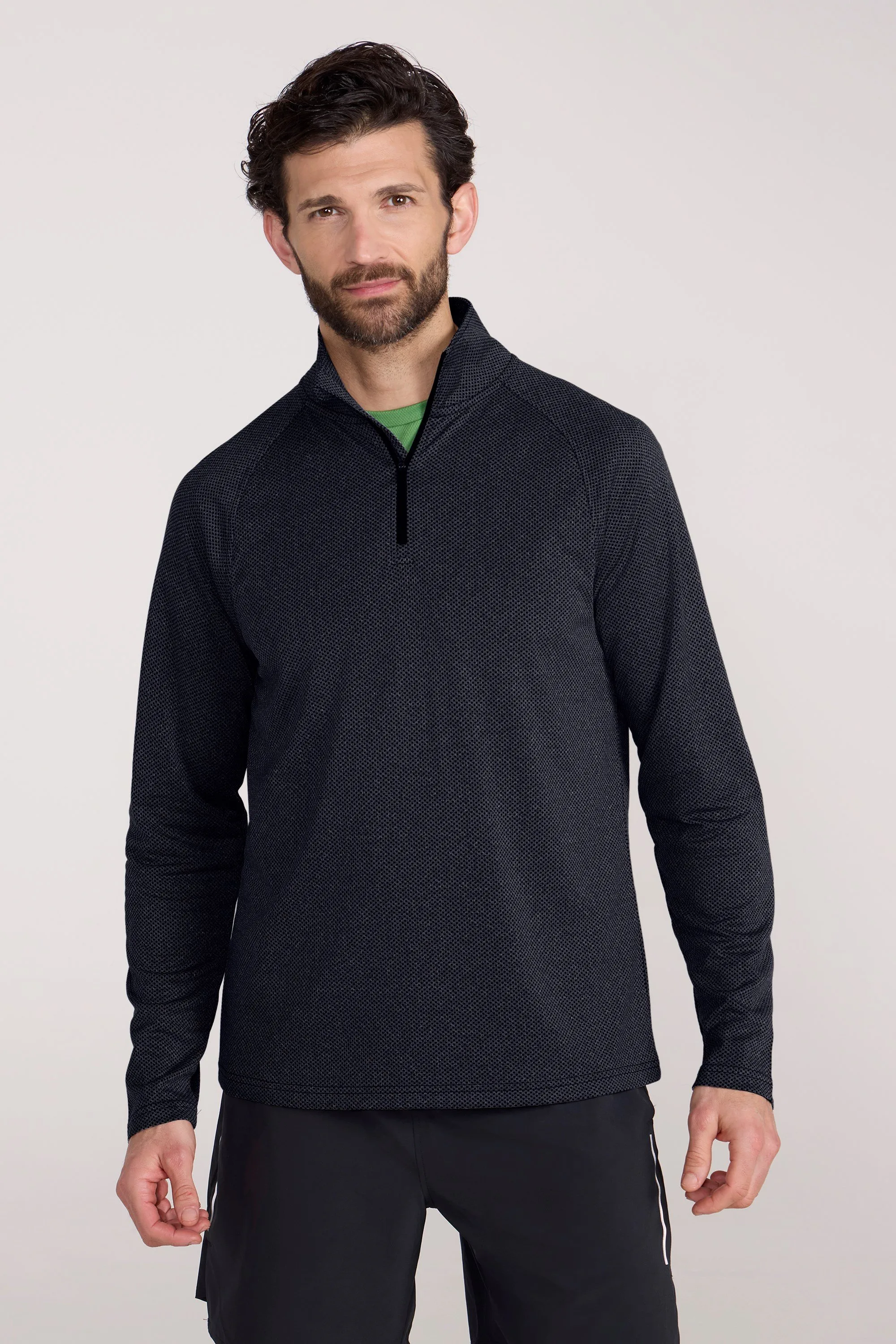 Top Spin Mens Textured Half-Zip Midlayer - Grey - Mountain Warehouse - FashionsVida