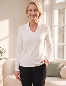 Jersey-Shirt Kelchkragen - Weiß - female - Size: 48 - Avena - FashionsVida