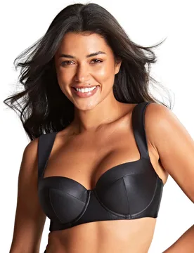 Womens Obsidian Bette Balcony Wide Strap Bikini Top - Black Polyamide - Size 38d - Panache - FashionsVida