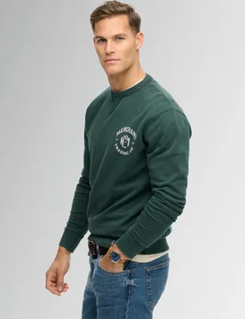 Superdry Herren Baumwolle Grafik Logo The Merchant Store Sweatshirt, Dunkelgrün - Größe: L - 74.99 - FashionsVida