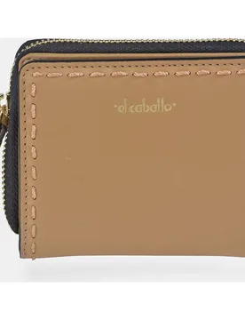 Monedero billetero pequeño con cremallera fabricado en piel Napa - El Caballo - FashionsVida