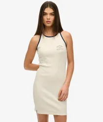 Superdry Damen Geripptes Athletic Essentials Tanktop-kleid White - Größe: 38