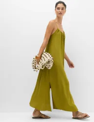 Strappy Tie Back Maxi Beach Dress Moss Green female