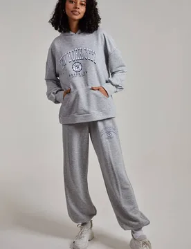 Women's New York Varsity Hoodie in Grey Size: Large - Grey - Size: L - Pink Vanilla - FashionsVida