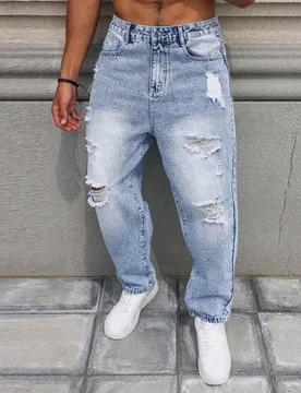 Vaqueros holgados desgastados y rotos de hombre - Shein - FashionsVida