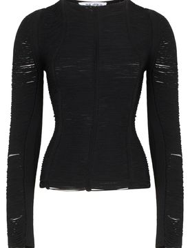 Fringe-Detail Long Sleeve Top