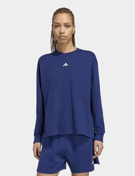 Womens T-shirt A Maniche Lunghe A 3 Strisce Studio Boyfriend - Blu, blu blu Donna taglia XL - Adidas - FashionsVida