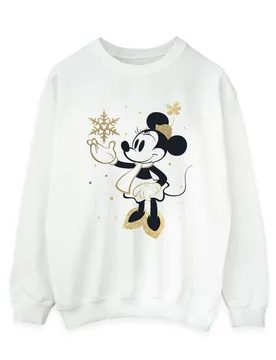 Women's Minnie Mouse Snowflake Sweatshirt in White Size: 4XL - White - Size: 4XL - Disney - FashionsVida