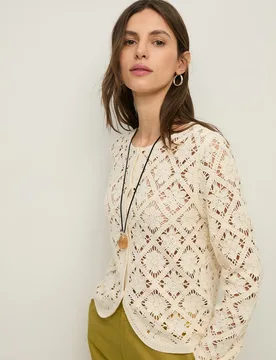Cárdigan de mujer de crochet con bajo redondeado - Yerse - FashionsVida