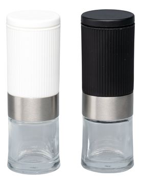 Mini-Salz- und Pfeffermühle schwarz weiss