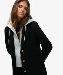 Superdry Damen Wollmischung Mantel im 2-in-1-Design Black - Größe: 40