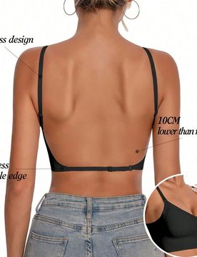 Sujetador sin costuras y sin tirantes para mujer, lencería nupcial sexy, sujetador de espalda baja para vestido de novia, ajustable con 3 tiras finas