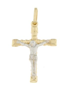 Croce Uomo Oro Giallo Bianco GL100523