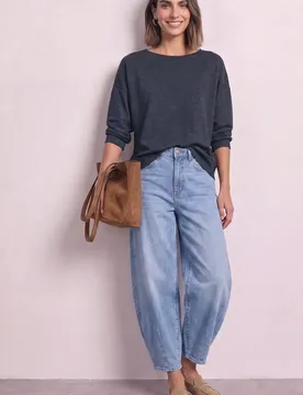 Langarm Shirt mit Elastikbund female Blau - Street One - FashionsVida