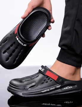 Nuevas sandalias de verano transpirables de slip-on, cómodas sandalias de suela blanda para exteriores y playa con diseño de letras para hombres - Shein - FashionsVida