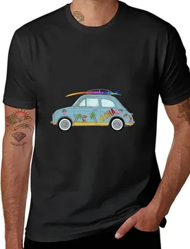 Fiat 500 with surf board T-Shirt blanks graphics customs heavyweight t shirts for men - Aliexpress - FashionsVida