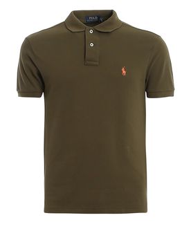 Polo in cotone slim con ricamo logo