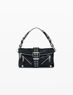 Bolso hebilla efecto piel, Mujer, Poliuretano, Negro, U