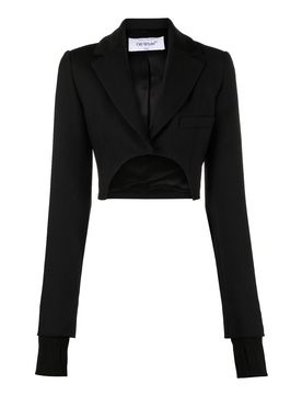 Blazer alto-basso bianco sporco