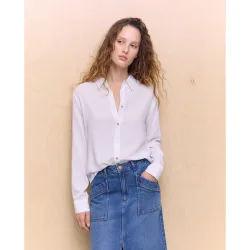 Camisa de viscosa de manga larga de mujer