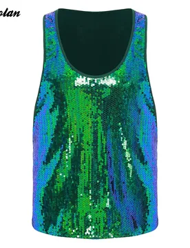 Mens Glitter Sequin Disco Club Vest Tank Top Low Crew Neck Smooth Lining Waistcoat Shiny Bodybuilding Top Dancing Party Costume - Aliexpress - FashionsVida