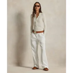 Pantalón ancho de mujer estilo chinos con pinzas